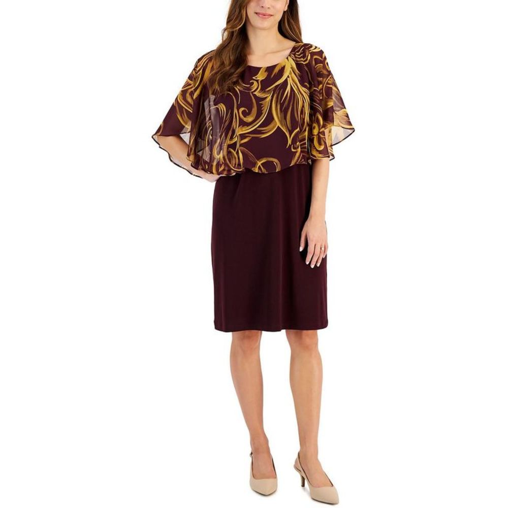 connected apparel Maroon Dress with Mustard Overlay